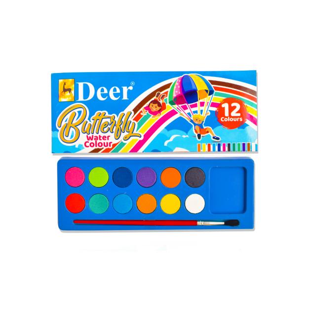 Butterfly Watercolor 12-Color Palette Tray with Brush
