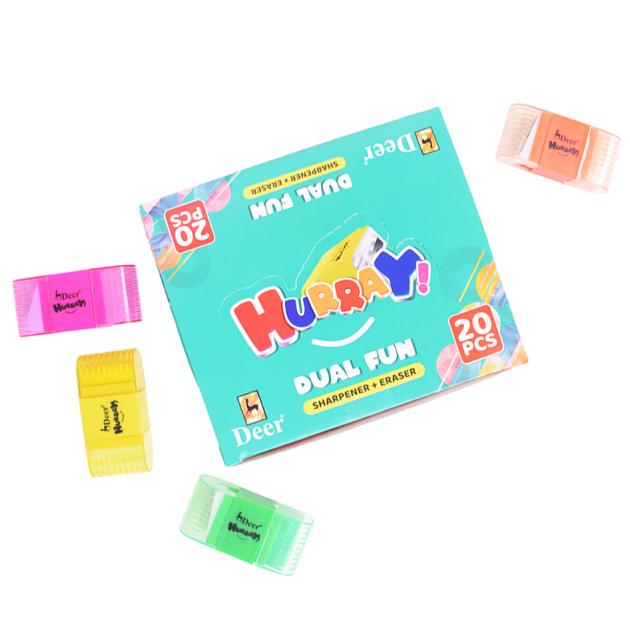 Deer Hurray Sharpener + Eraser 20 Pcs Box