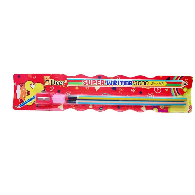 Super Writer Extra Long Pencils Sharpner+Eraser