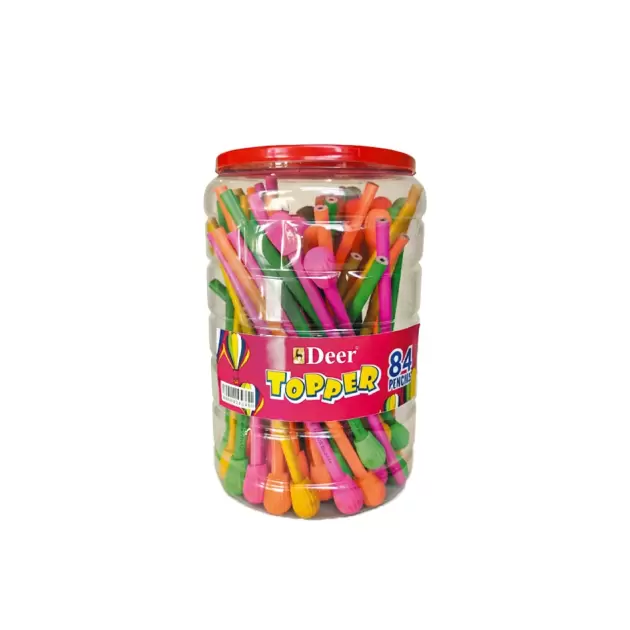 Topper Pencils with Fun Eraser Toppers 84Pcs JAR
