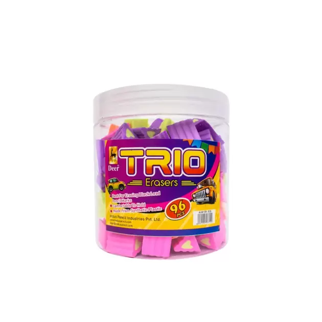Deer Trio Eraser – Soft Premium Fancy Erasers 96 Pcs Jar Pack