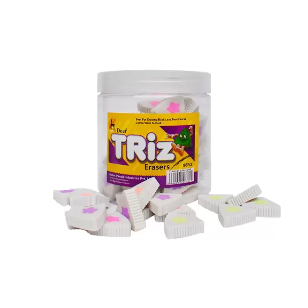 Deer TRIZ Erasers – Soft Premium Fancy Erasers 96 Pcs Jar Pack